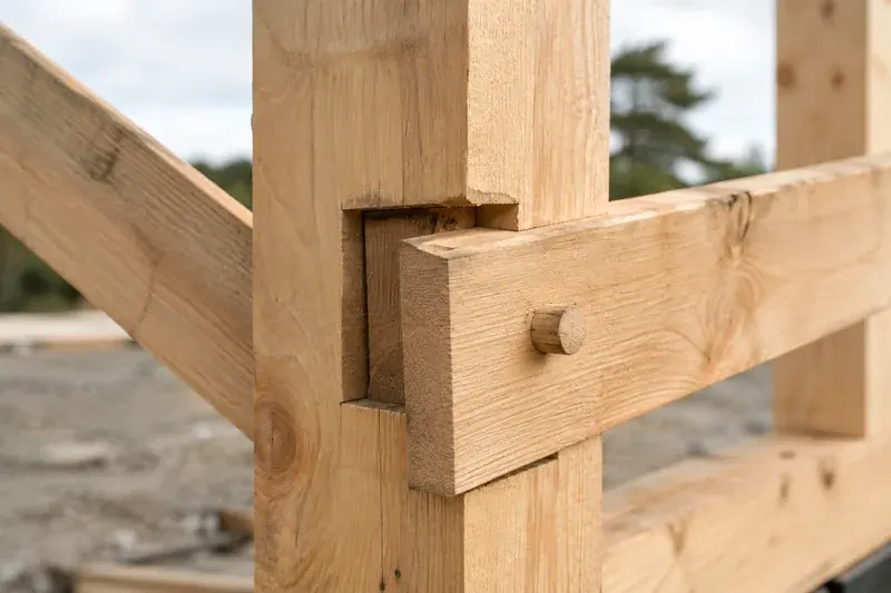 Assemblage tenon-mortaise d'une charpente bois en bon état